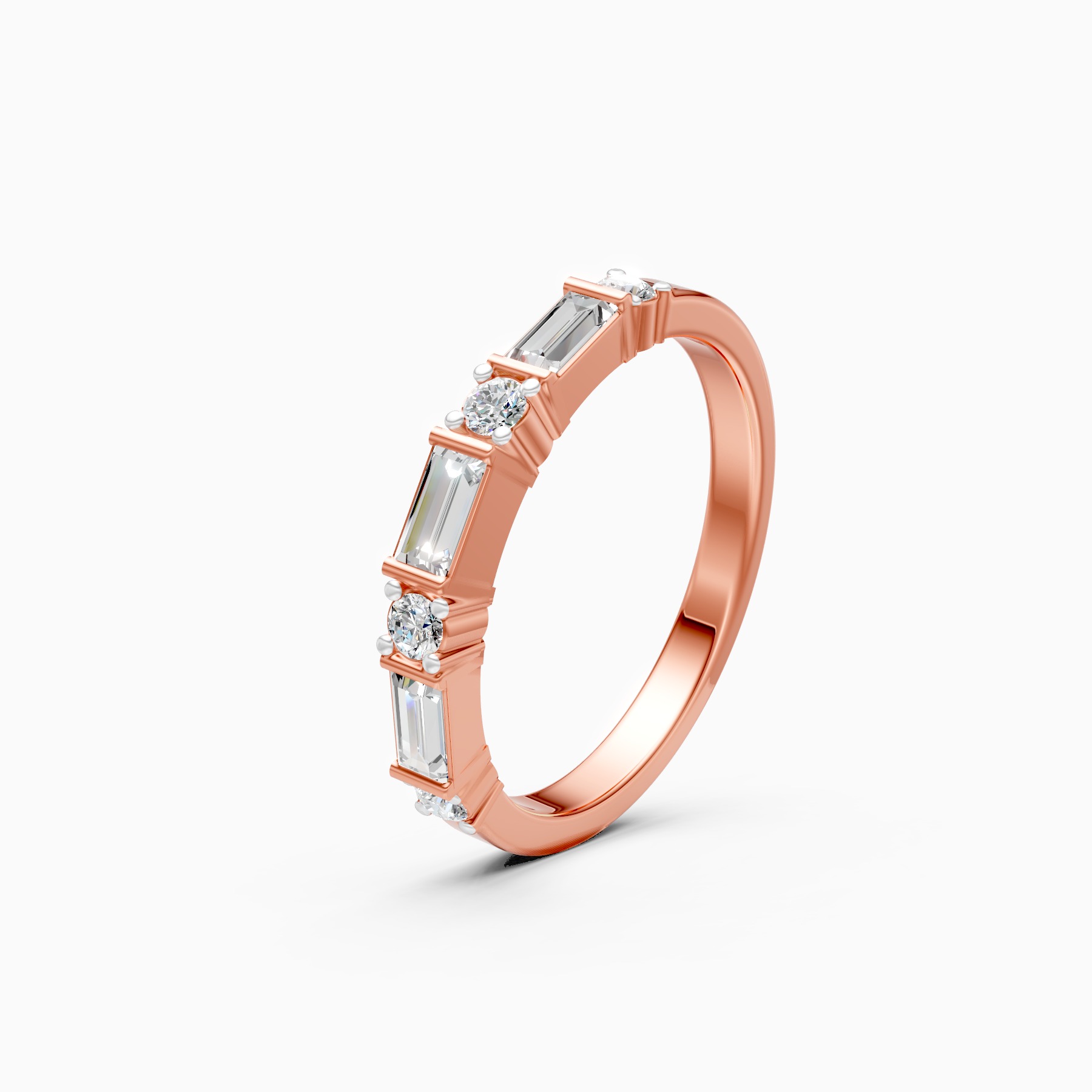 Baguette & Round Lab Grown Diamond Stacking Band